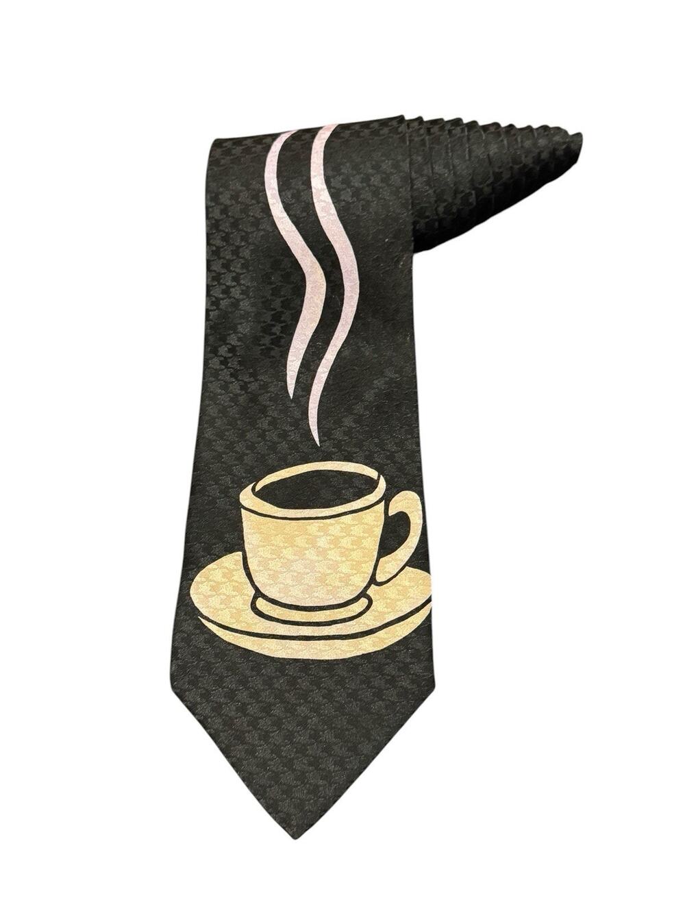 Vintage Novelty Steaming Hot Coffee Tea Cup Latte Chai Necktie 100% Silk